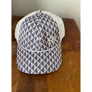Felix Rex Golf Hat Mens OSFA Navy White Monogram Perforated Rope Performance Cap